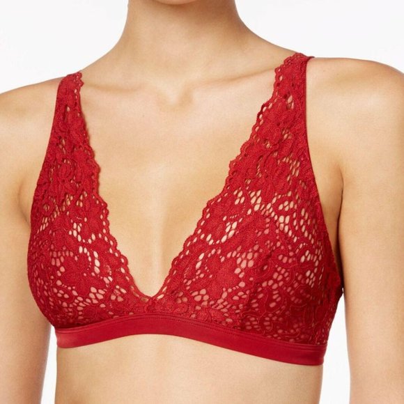 red sheer bralette